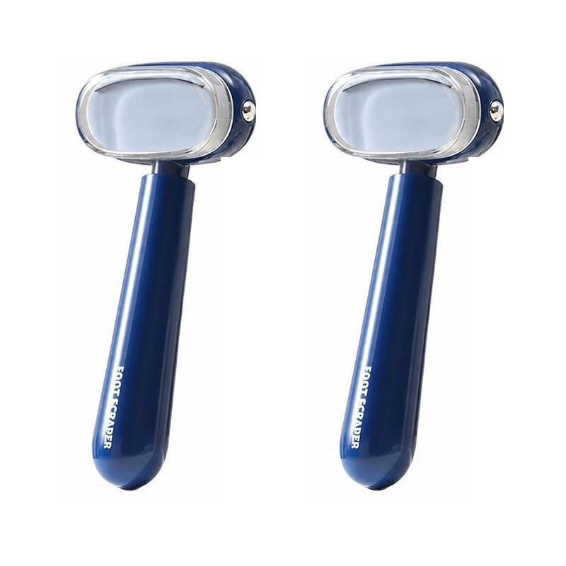 Two blue and white dual-sided foot files