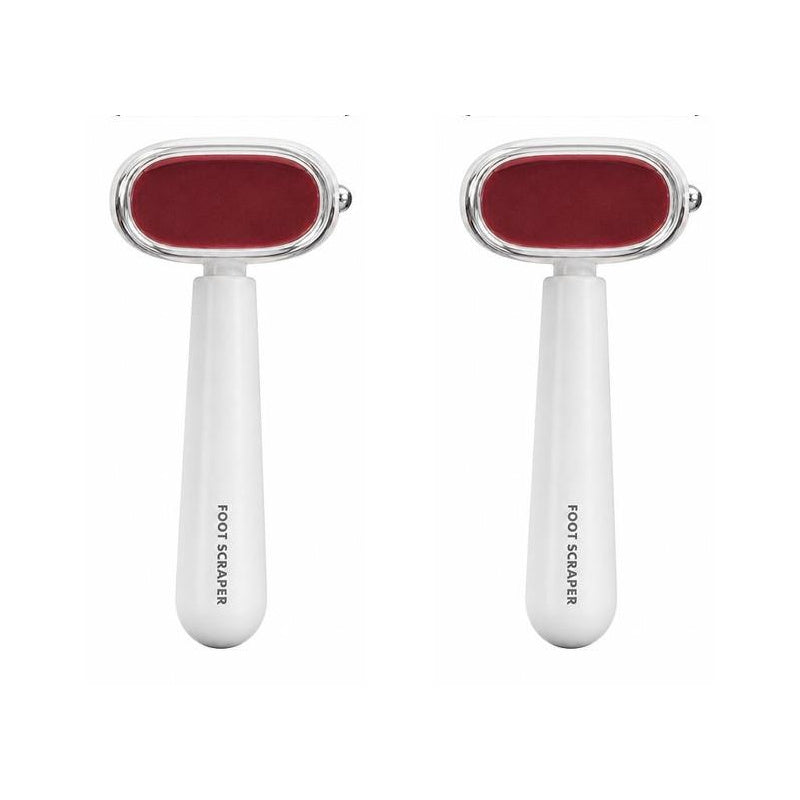Two red and white dual-sided foot files